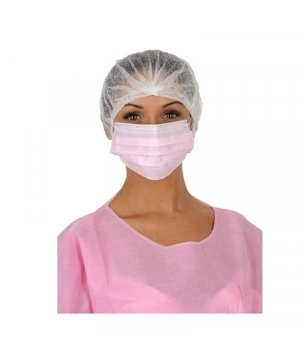 Masque de chirurgie rose 3 plis - Avec élastique - Mask + IIR Medistock - Boite de 50